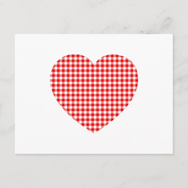 Red Gingham Heart Postkarte (Vorderseite)