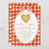 Red Gingham Heart Süsse Pie Baby Dusche Einladung (Vorne/Hinten)