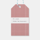 Red Gingham Holiday Foto Geschenkanhänger (Rückseite)