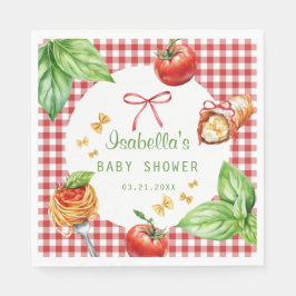 Red Gingham Holy Cannoli Baby Shower Paper Napkin Serviette