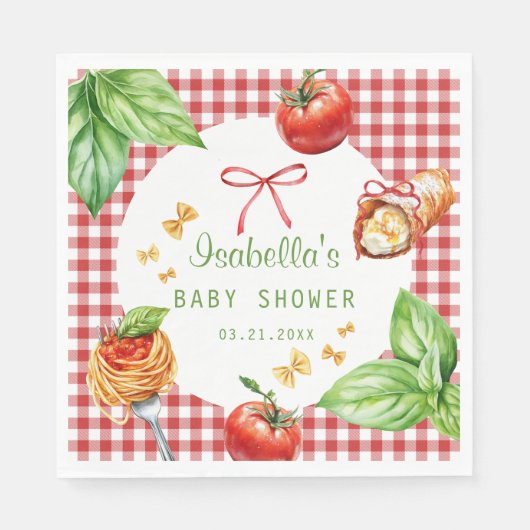 Red Gingham Holy Cannoli Baby Shower Paper Napkin Serviette (Vorderseite)