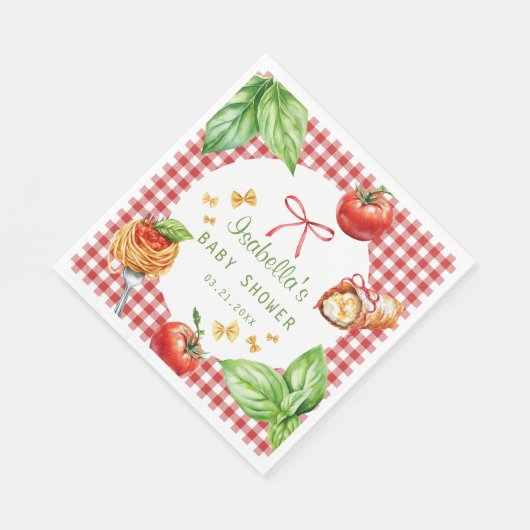 Red Gingham Holy Cannoli Baby Shower Paper Napkin Serviette (Ecke)