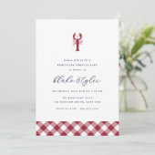 Red Gingham | Hummer Bake Probe Dinner Einladung (Stehend Vorderseite)