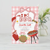 Red Gingham I do BBQ bridal shower invitation Einladung (Stehend Vorderseite)