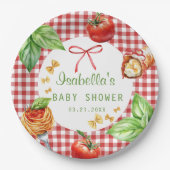 Red Gingham Italy Holi Cannoli Baby Shower Pappteller (Vorderseite)