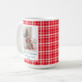 Red Gingham Kariert Frohe Weihnachts-Foto Kaffeetasse (Vorderseite Links)