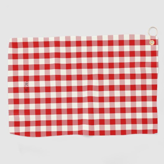Red Gingham Kariert Golfhandtuch (Horizontal)