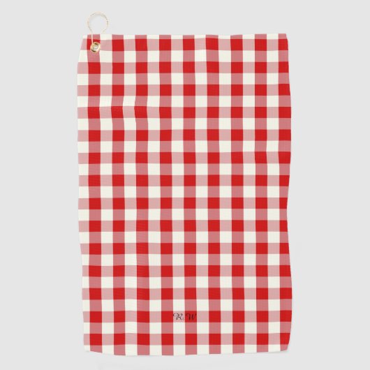Red Gingham Kariert Golfhandtuch (Vorderseite)