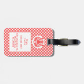 Red Gingham Kariert mit Red Tiger Head und Name Gepäckanhänger (Rückseite horizontal)