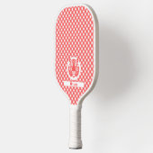 Red Gingham Kariert mit Red Tiger Head und Name Pickleball Schläger (Links)