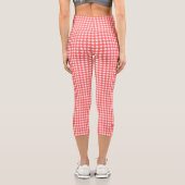 Red Gingham Kariert mit White Elephant und Name Capri Leggings (Rückseite)