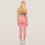 Red Gingham Kariert mit White Elephant und Name Capri Leggings (Rückseite)