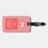 Red Gingham Kariert mit White Elephant und Name Gepäckanhänger (Rückseite horizontal)