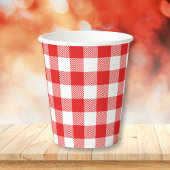Red Gingham Kariert Pattern Pappbecher