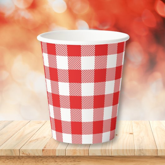 Red Gingham Kariert Pattern Pappbecher