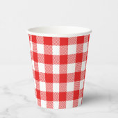Red Gingham Kariert Pattern Pappbecher (Rechts)