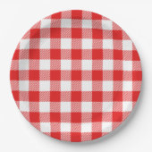 Red Gingham Kariert Pattern Pappteller (Vorderseite)