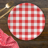 Red Gingham Kariert Pattern Pappteller