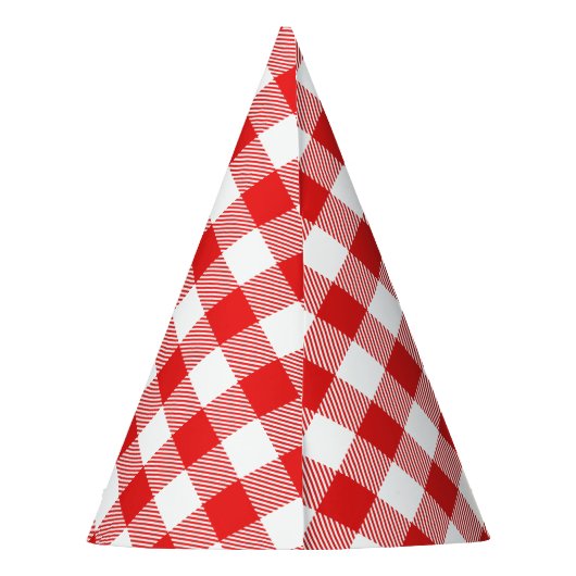 Red Gingham Kariert Pattern Partyhütchen (Rückseite)
