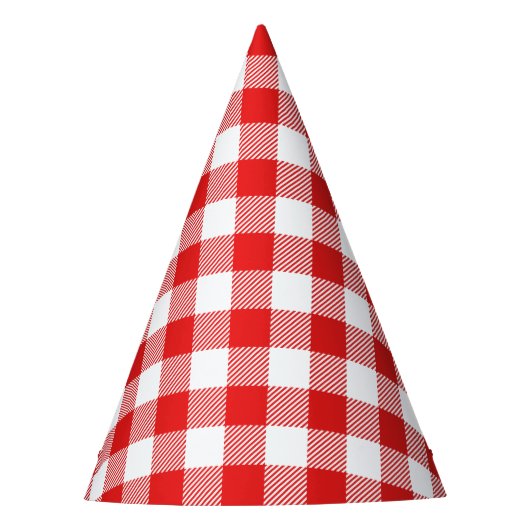 Red Gingham Kariert Pattern Partyhütchen (Vorderseite)