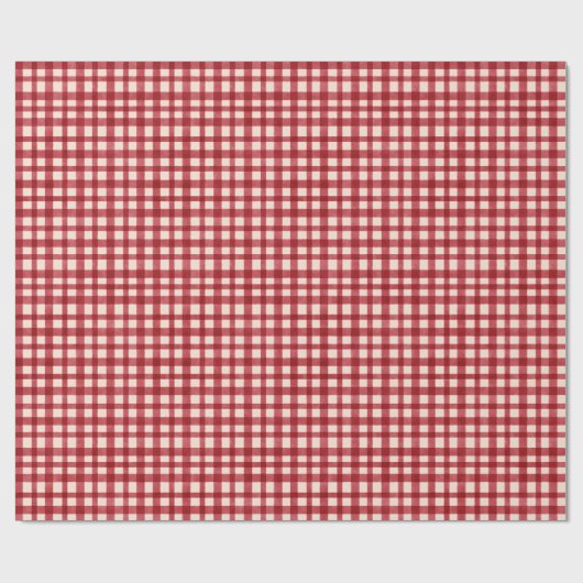 Red Gingham Kariert Traditionelles Minimales Weihn Geschenkpapier (Flach)