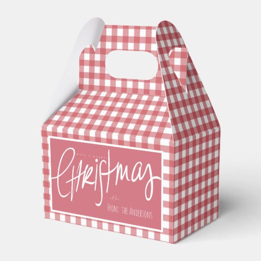 Red Gingham Kariert Weihnachten Geschenkschachtel (Vorderseite)