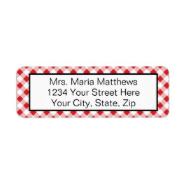 Red Gingham Karo Address Mailing Labels