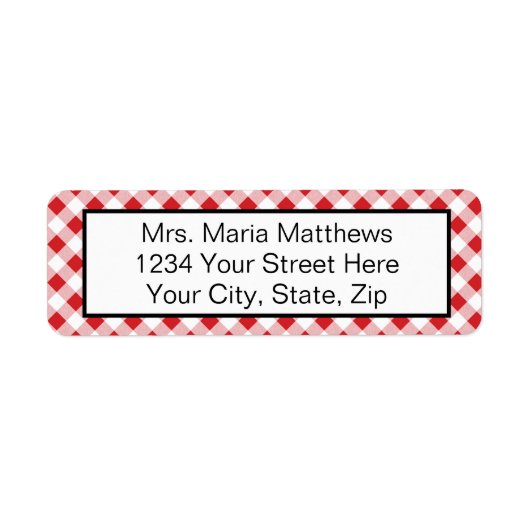 Red Gingham Karo Address Mailing Labels (Vorne)