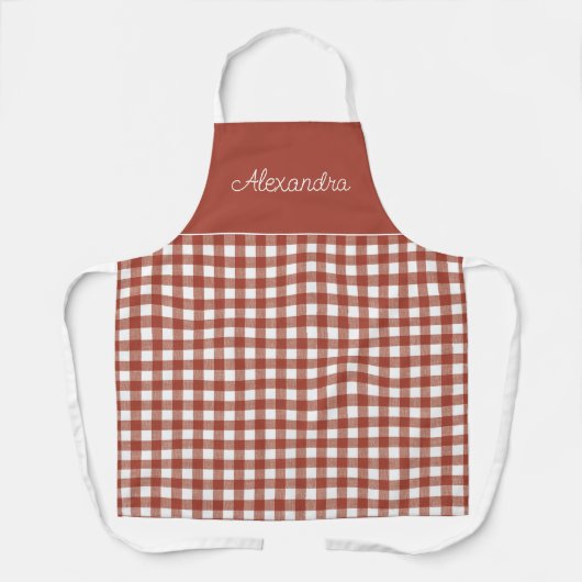 Red Gingham Karo Erwachsene Personalisierte Kochen Schürze (Vorderseite)