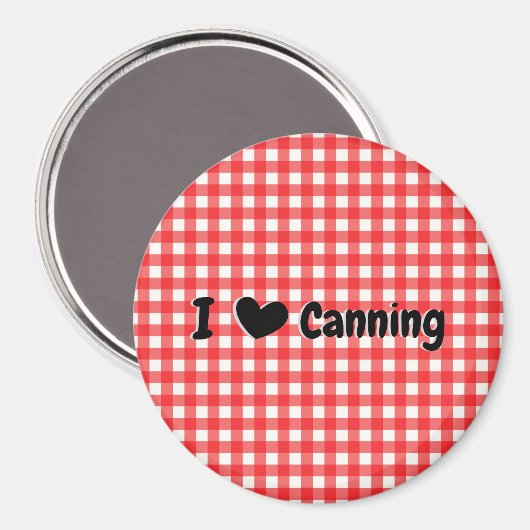 Red Gingham Karo I Heart Canning Kitchen Magnet (Vorderseite/Rückseite)