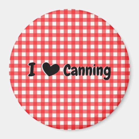 Red Gingham Karo I Heart Canning Kitchen Magnet (Vorne)