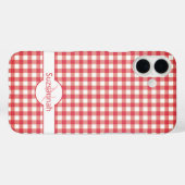Red Gingham Karo Mit Monogramm Custom Case Mate (Rückseite (Horizontal))