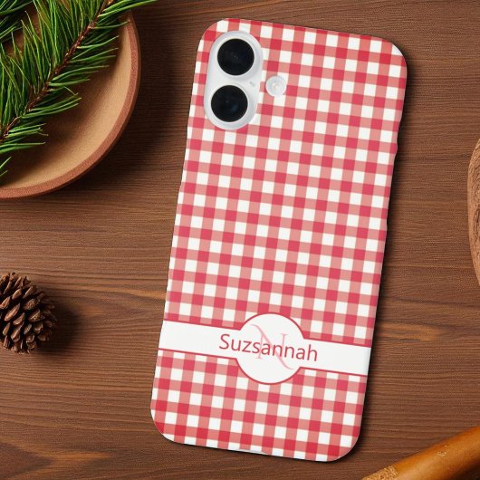 Red Gingham Karo Mit Monogramm Custom Case Mate