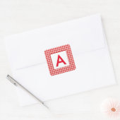 Red Gingham Karo Monogram Square Stickers (Umschlag)