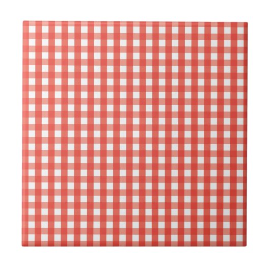 Red Gingham Karo Pattern Fliese (Vorderseite)