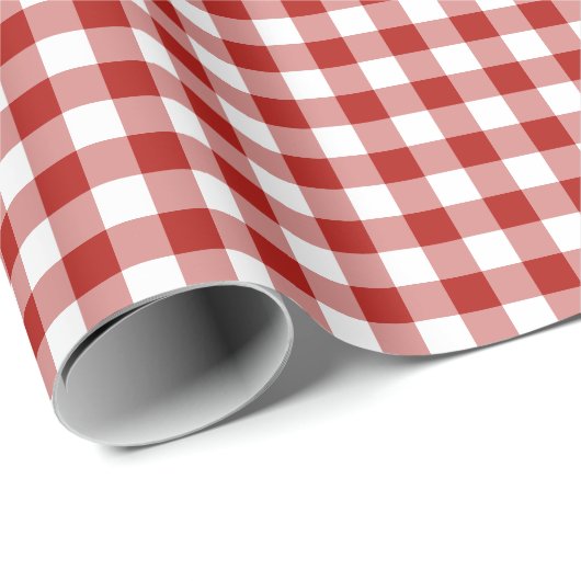 Red Gingham Karo Pattern Geschenkpapier (Rolleneckpunkt)