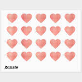 Red Gingham Karo Pattern Herz-Aufkleber (Blatt)
