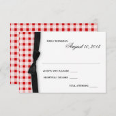 Red Gingham Karo Pattern mit Ribbon Response RSVP Karte (Vorne/Hinten)