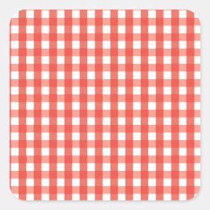 Red Gingham Karo Pattern Quadratischer Aufkleber