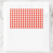 Red Gingham Karo Pattern Rechteckiger Aufkleber (Tasche)