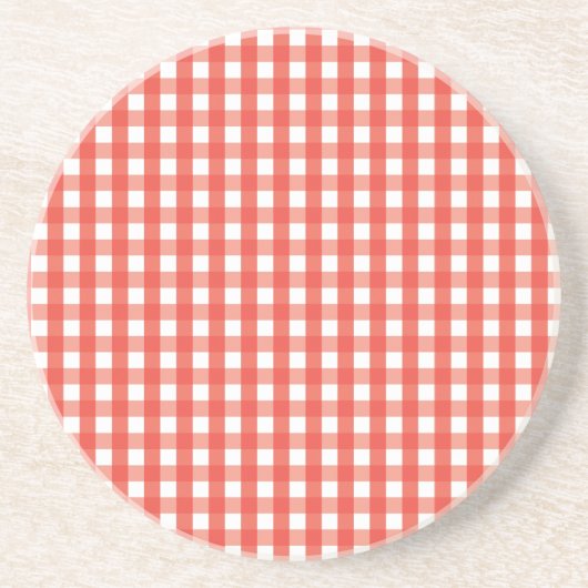 Red Gingham Karo Pattern Untersetzer (Vorne)