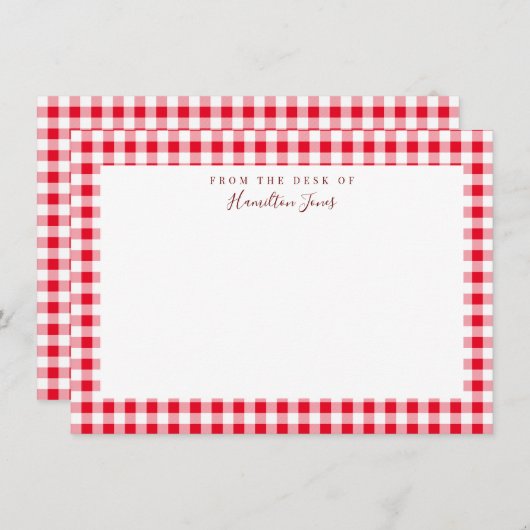 Red Gingham Karo Personal Stationery Vielen Dank Dankeskarte (Vorne/Hinten)