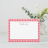 Red Gingham Karo Personal Stationery Vielen Dank Dankeskarte (Stehend Vorderseite)