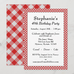 Red Gingham Karos Muster für Jeder Anlass Einladung