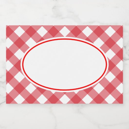 Red Gingham Kitchen Labels Lebensmitteletikett (Einzelnes Label)