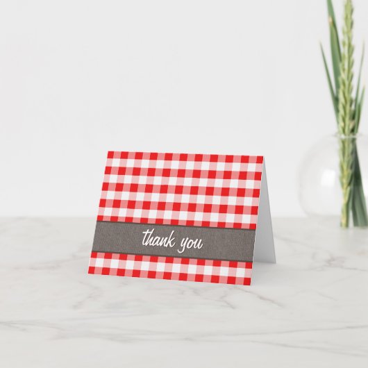 Red Gingham Leinwände Dankeschön Card Dankeskarte (Vorderseite)