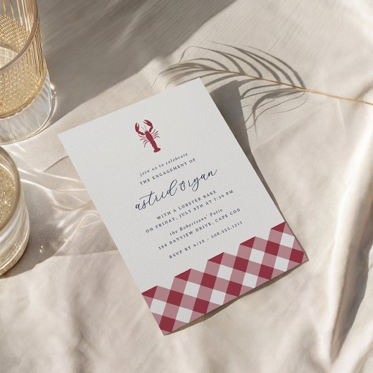 Red Gingham | Lobbake-Engagement-Partei Einladung