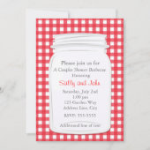 Red Gingham Mason Jar Country Picnic Summer Invite Einladung (Vorderseite)