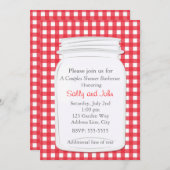 Red Gingham Mason Jar Country Picnic Summer Invite Einladung (Vorne/Hinten)