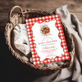 Red Gingham Meatball Baby Shower Einladung